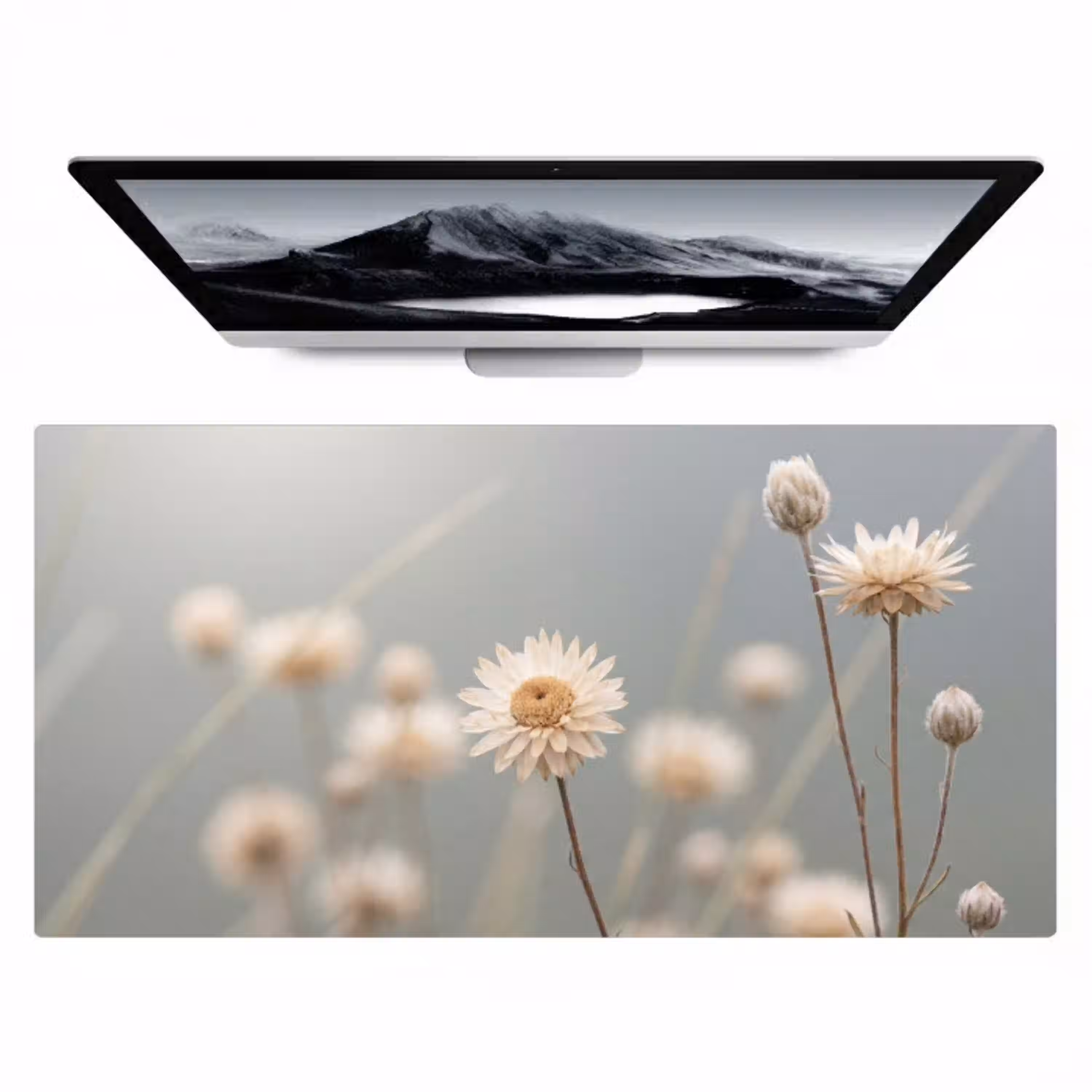 Strobloemen - Wit - Daglicht Muismat XXL klein -zzz3d