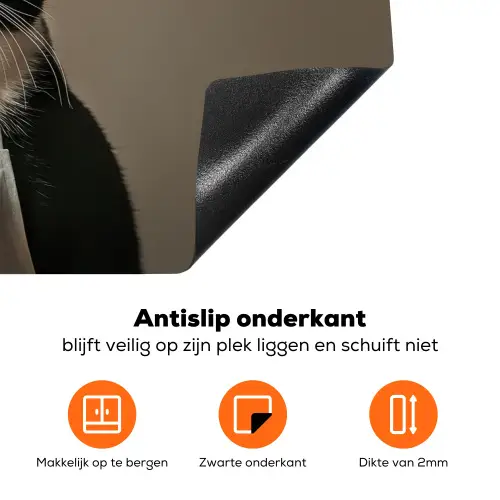 Kat - Kokskleding - Zwart - Wit Inductie beschermer vinyl 3mm klein -zzzzzzz-td-onderkant