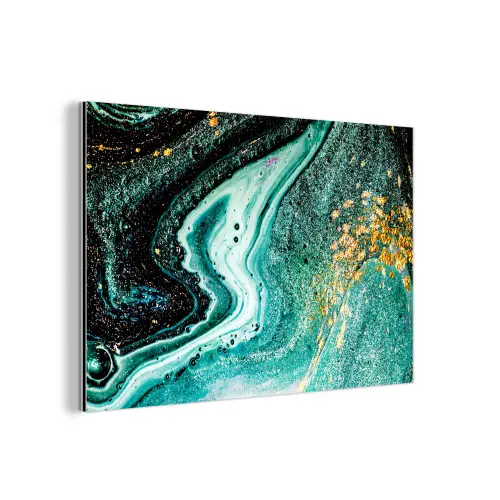 Marmerlook - Blauw - Goud - Glitter - Luxe - Marmer aluminium wit klein -3d