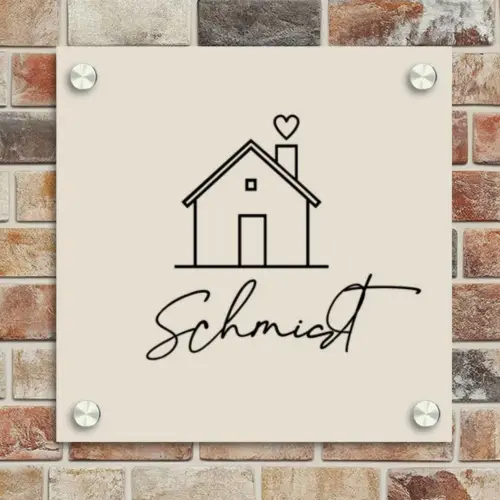 Huis illustratie - Sierlijk Naambord Vierkant klein -sfeer2