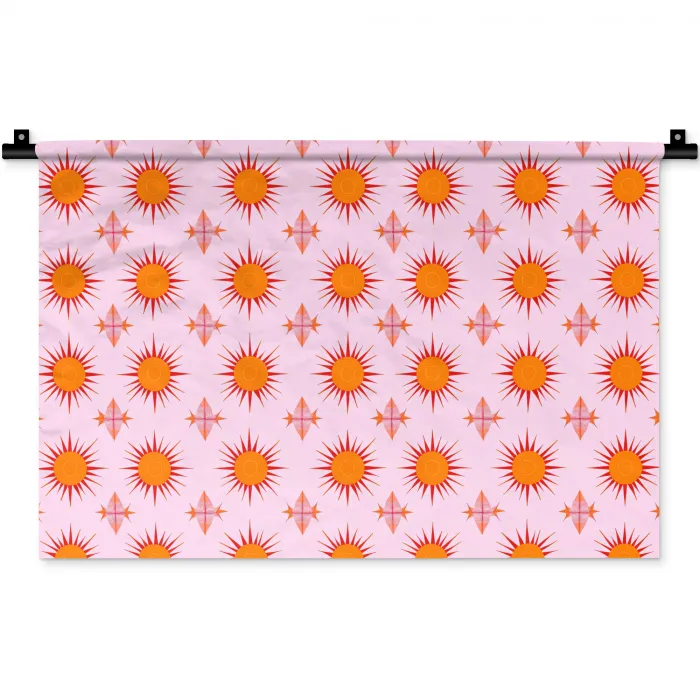 Zon - Patroon - Roze Wandkleed katoen klein 269 -zz3d