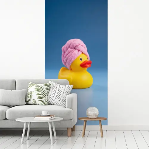 Badeend - Handdoek - Blauw fotobehang vinyl groot -woonkamer