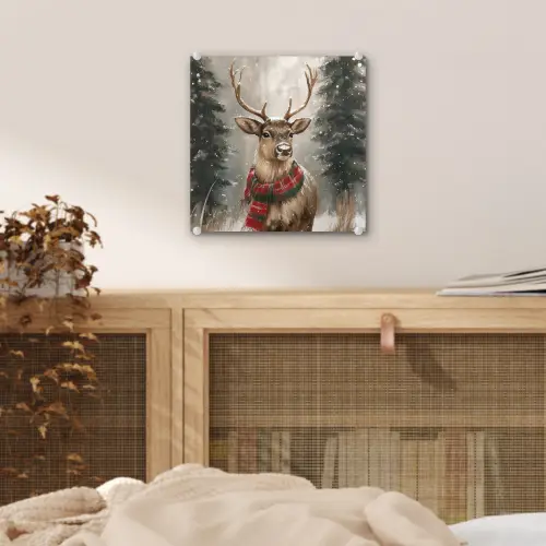 Winter - Bos - Rendier - Donker plexiglas 5mm klein -sfeer4