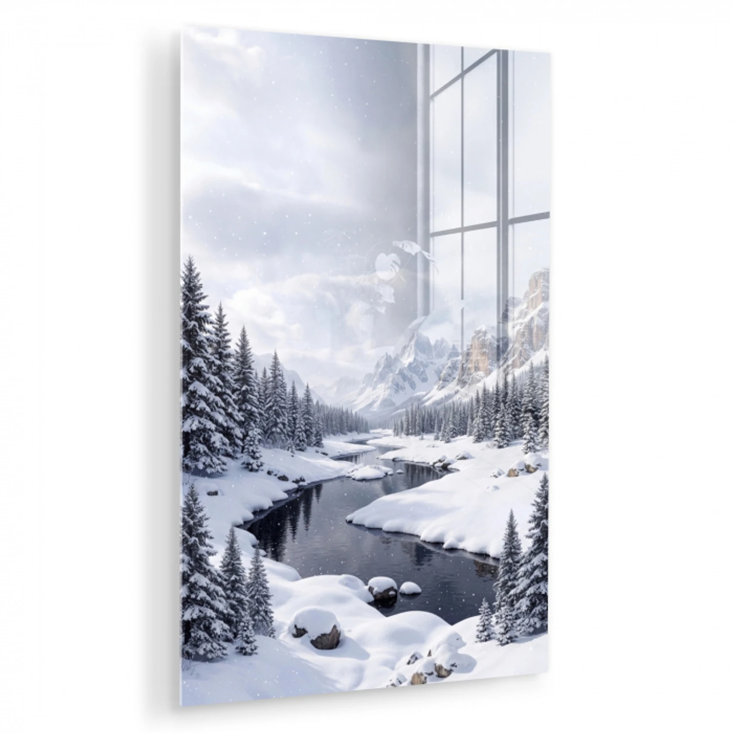 Sneeuwlandschap - Bergen - Rivier - Winter plexiglas 5mm klein -zzzproduct_nieuw
