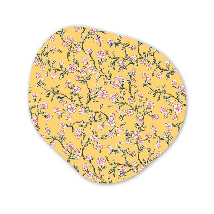 Bloemen - Motief - Geel Wandcirkel Organisch Forex 3mm klein 629 -3d