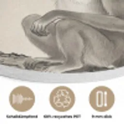 Aap - Maan - Goud Akoestische PET Vilt - Rond klein -closeup_DE