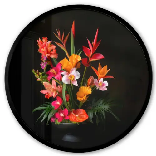 Boeket - Bloemen - Exotisch Fotolijst rond zonder passe partout klein -3d