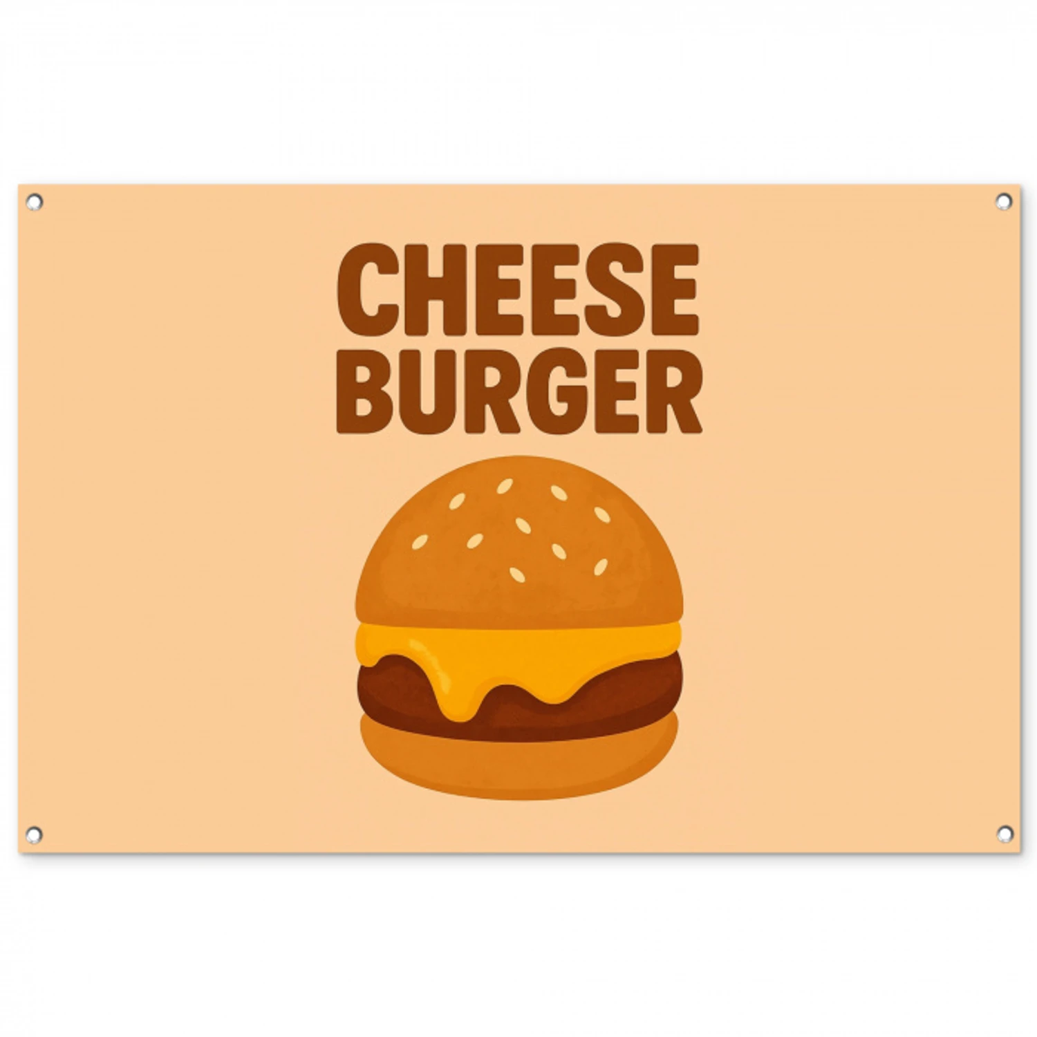 Cheeseburger - Minimalistisch - Geel tuinposter los doek groot -3d