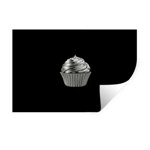 Cupcake - Luxueus - Zilver Muursticker klein -3d