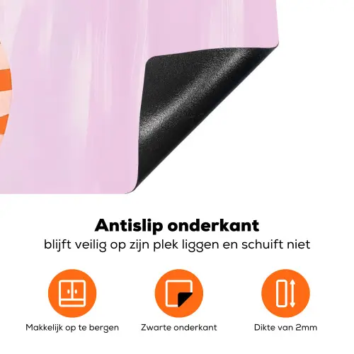 Vaas - Gestreept - Bloemen - Oranje Inductie beschermer vinyl 3mm klein -zzzzzzz-td-onderkant