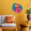 Bloemenkrans - Hagedis - Kimono - Paars Wandcirkel Organisch Forex 3mm klein -sfeer4