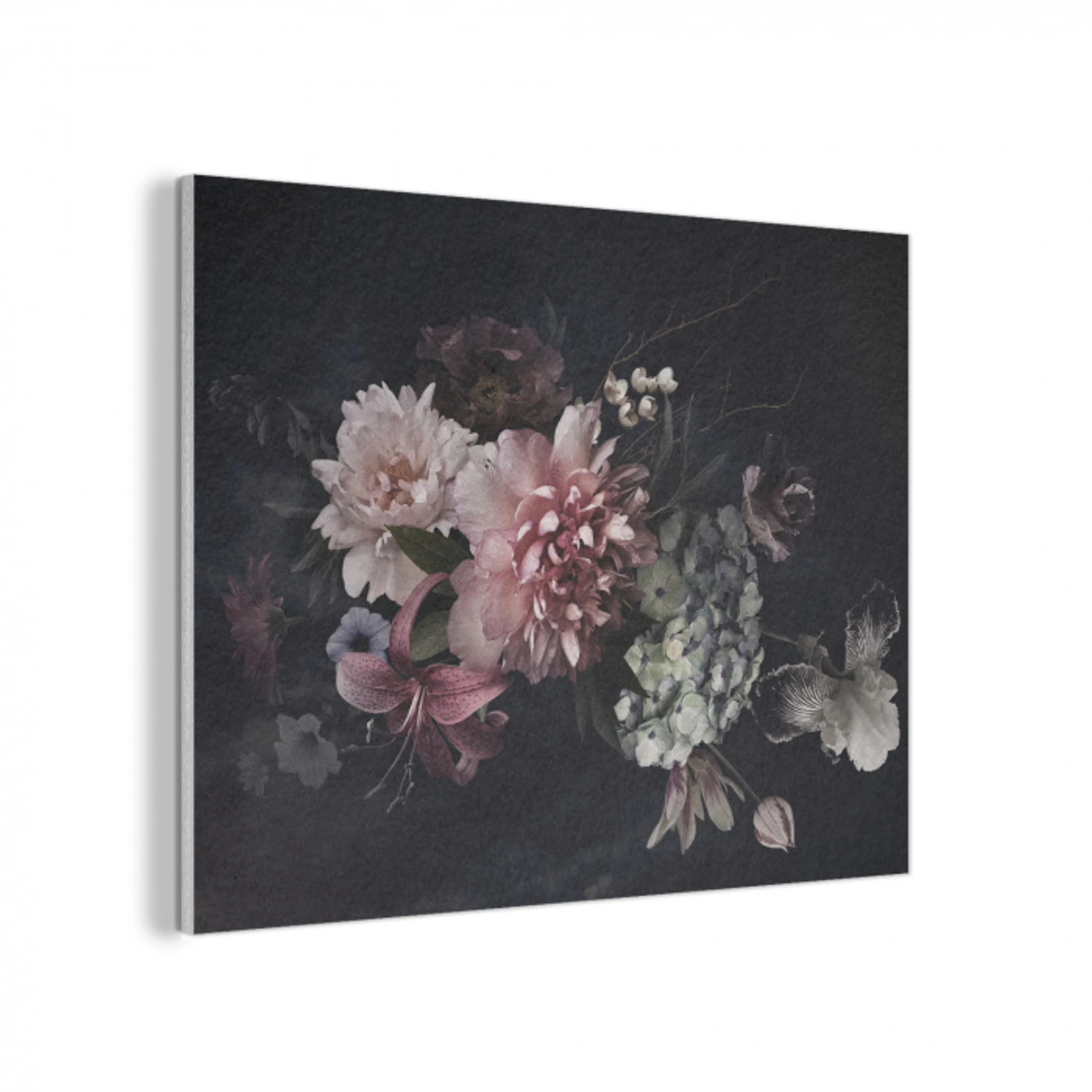 Bloemen - Vintage - Pastel - Zwart - Boeket PET vilt klein -3d