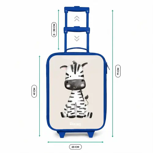 Zebra portrettekening met beige achtergrond Kinderkoffer - Blauw klein -productfoto_formaten