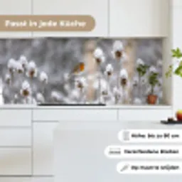Roodborstje - Gedroogde bloem - Sneeuw - Winter - Vertederend keuken achterwand 2 middel -sfeer4_DE