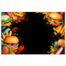 Fastfood - Graffiti - Hamburger - Eten - Modern poster papier klein -3d