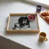 Vrouw - Pasta - Zwart - Wit Dienblad Rechthoek middel -sfeer2