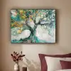 Boom - Modern - Verflook - Turquoise - Goud Textielframe zwart klein -sfeer1
