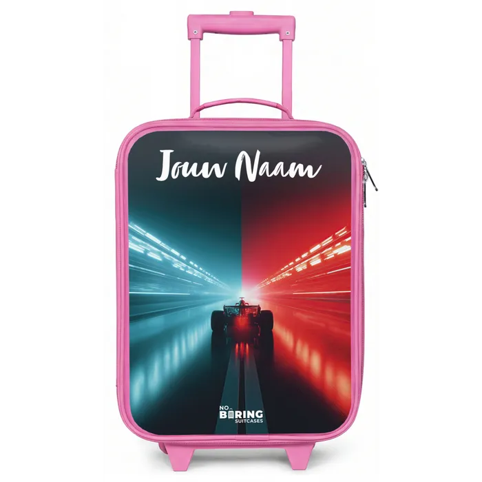 Raceauto - Verlichting - Neon - Rood Kinderkoffer - Roze klein -zz3dotto