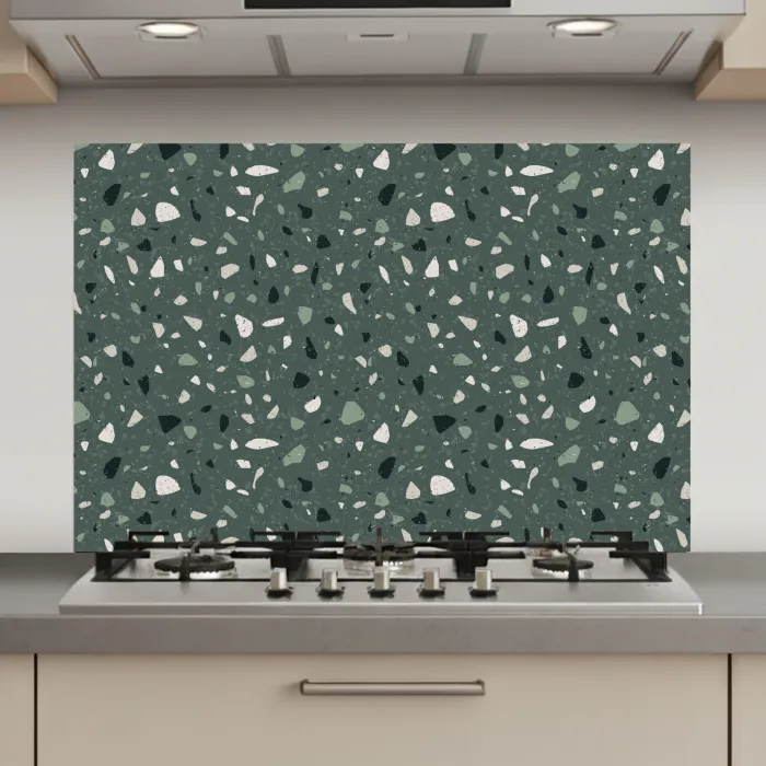 Terrazzo -  Patroon - Kleurrijk - Groen keuken achterwand spatscherm klein 900 -3d_website