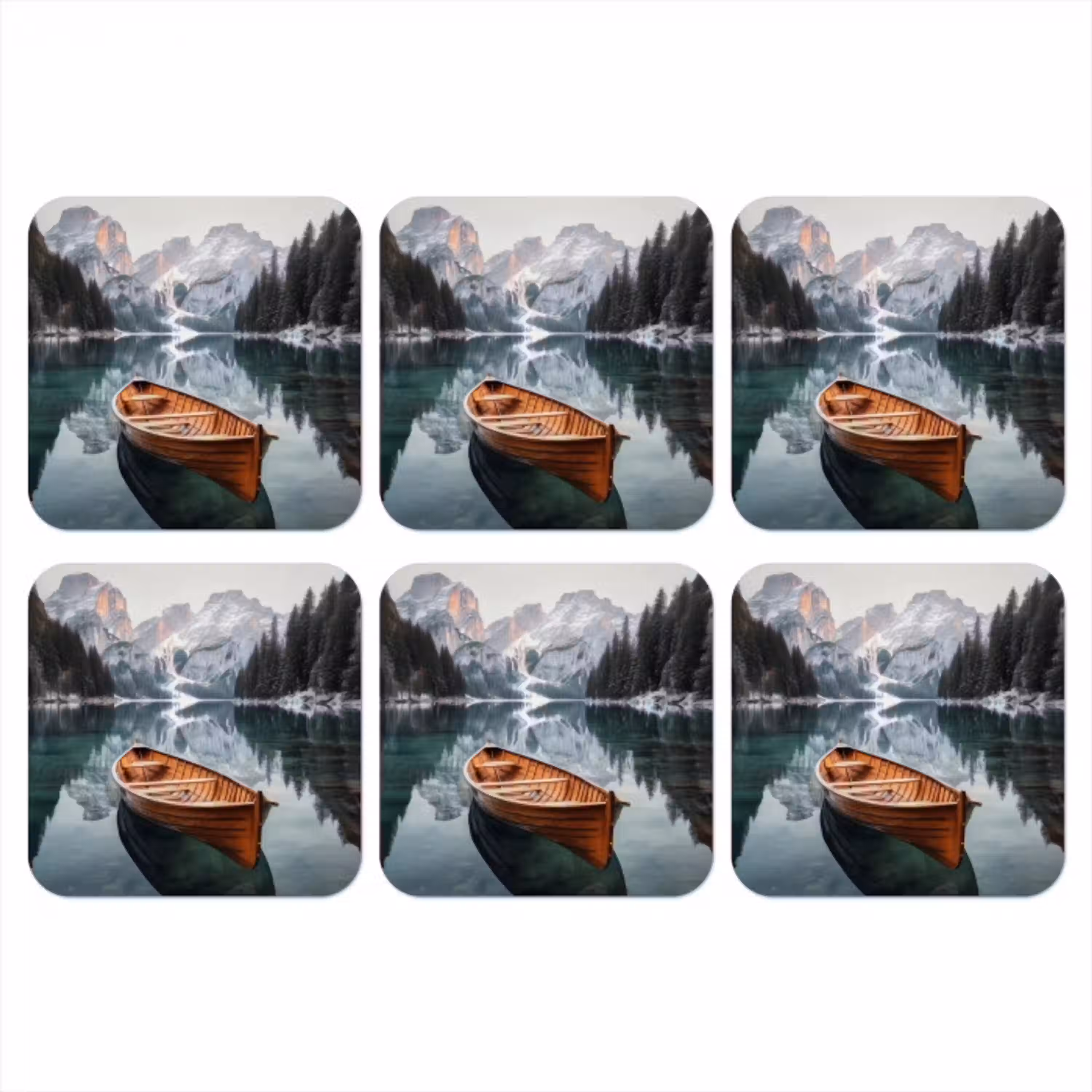 Boot - Bergen - Natuur - Water onderzetter kurk middel -3d