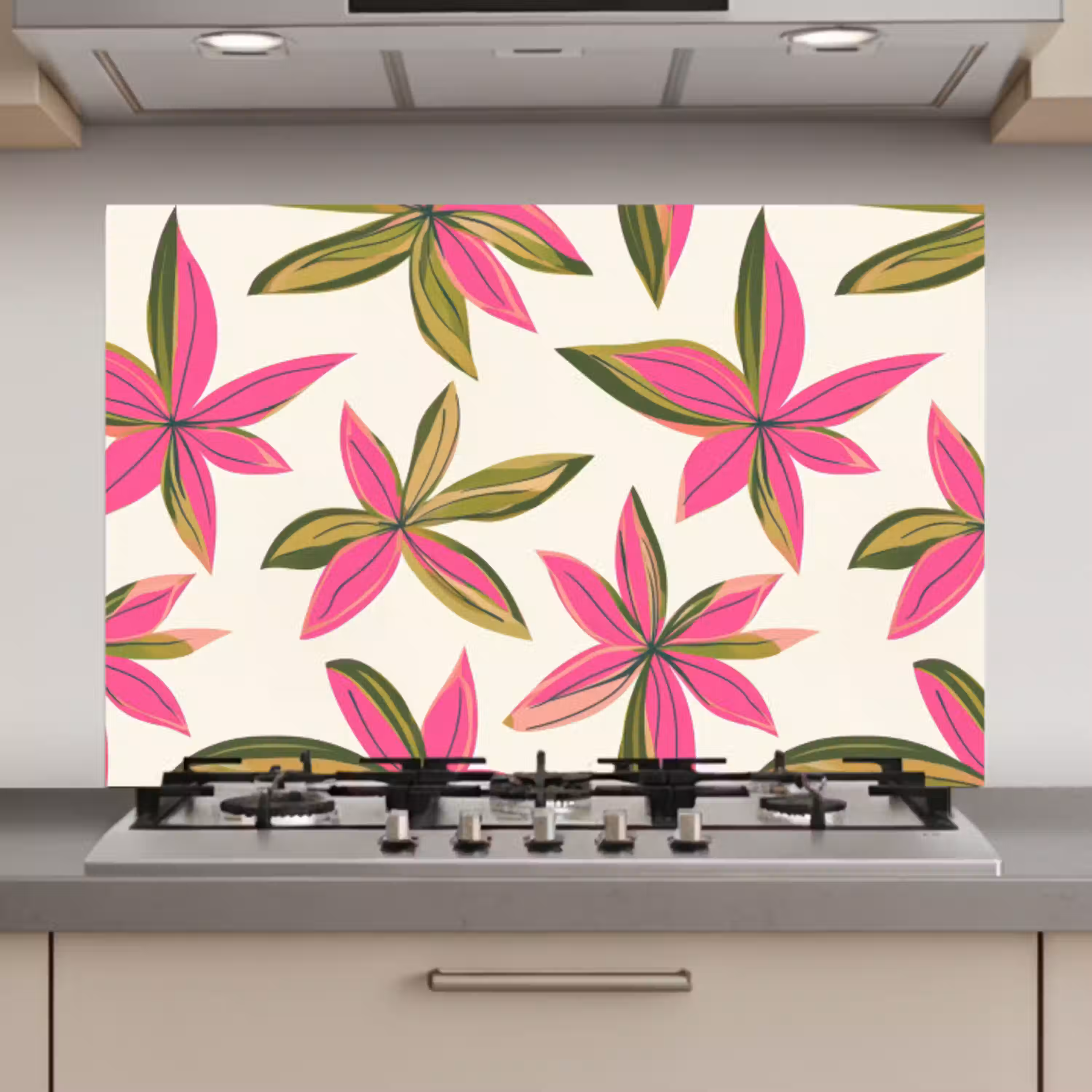 Tropisch - Bloem - Roze keuken achterwand spatscherm klein 900 -3d_website