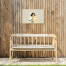 Vrouw - Bloem - Geel - Minimalistisch Tuinposter op houten frame 2 cm dik klein -sfeer4