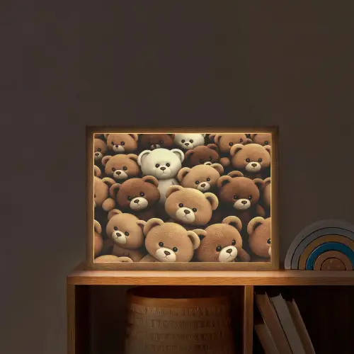 Teddybeer - Knuffel - Bruin - Beer - Jongens - Meisjes Light Box met batterij (Wandlamp kind) middel -sfeer1_kind