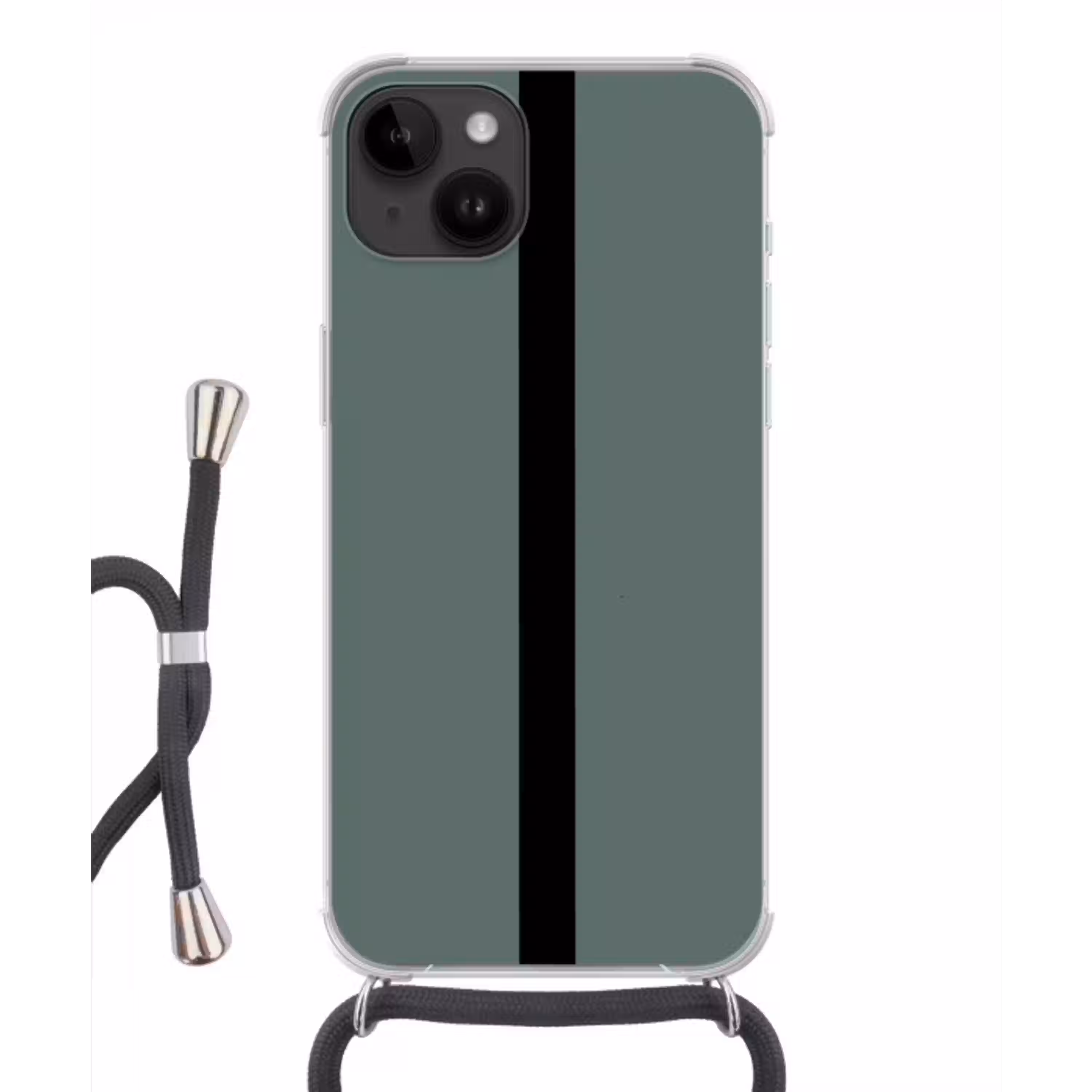 Groen - Zwart - Streep - Minimalistisch Crossbody Case iPhone 14 middel -3d