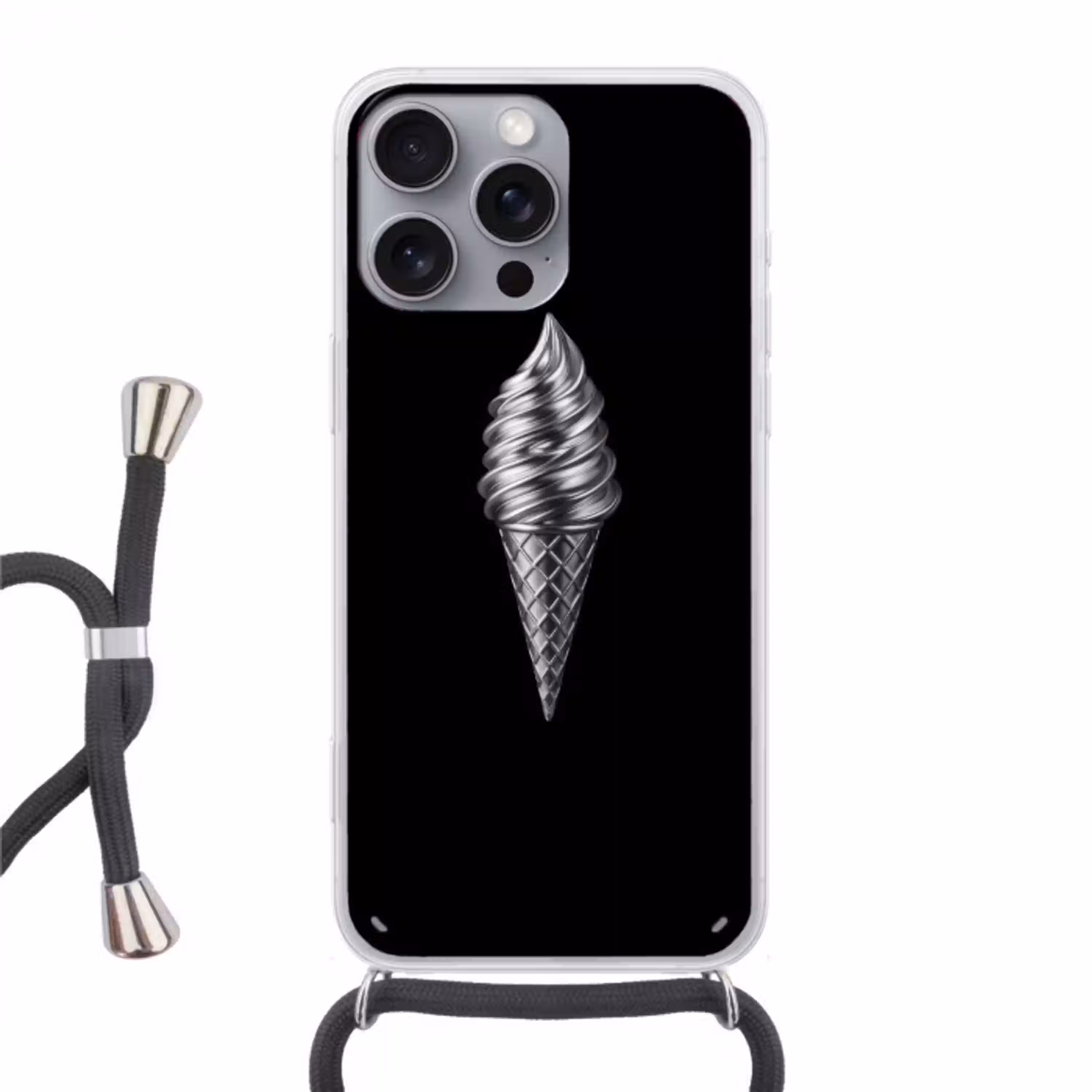 Softijs - Realistisch - Futuristisch Hoesje iPhone 16 Pro Max met koord klein -3d