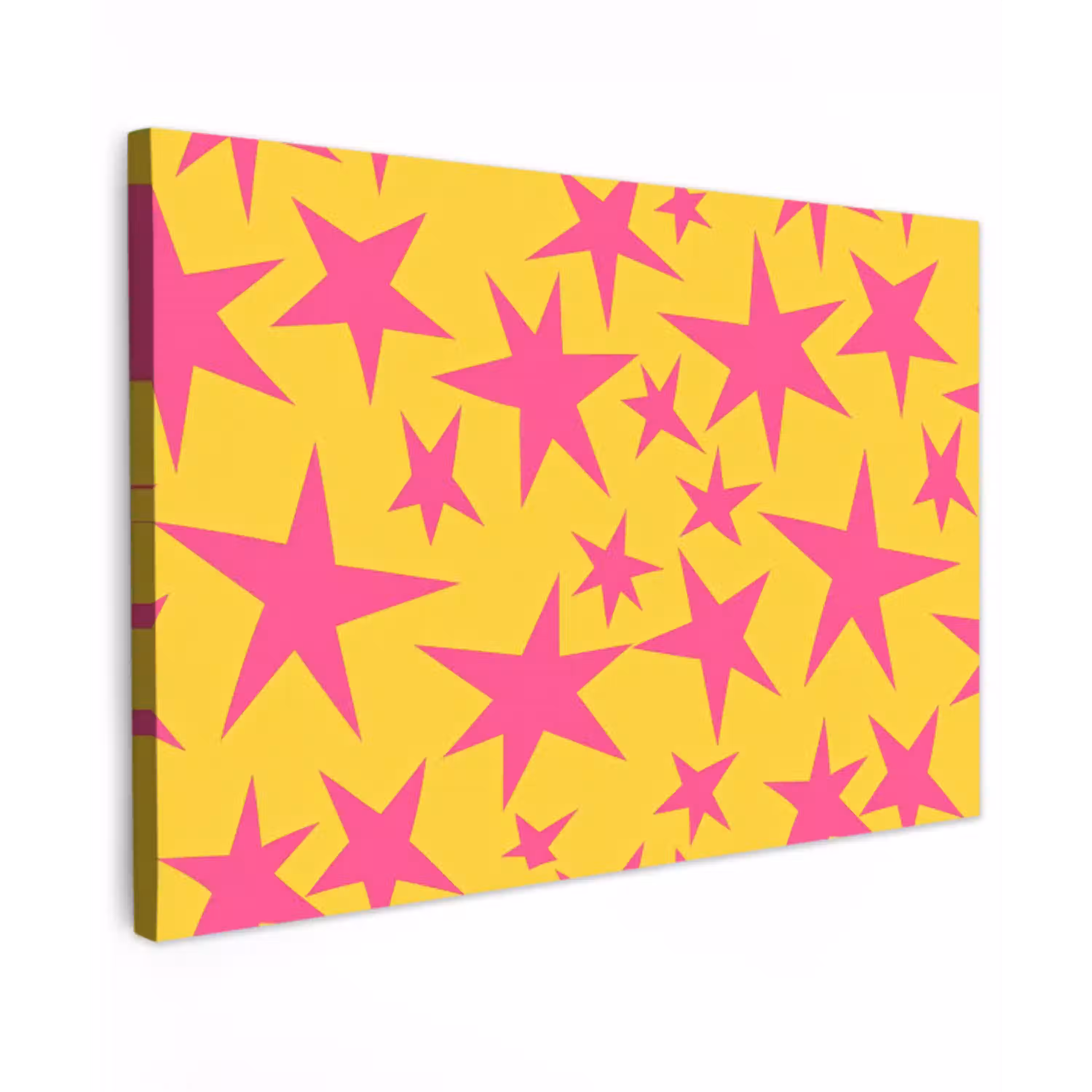 Sterren - Patroon - Roze - Geel Tuinposter op houten frame 2 cm dik klein 845 -3d