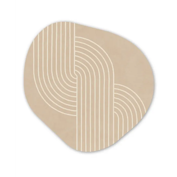 Parallelle lijnen - Lichte textuur - Beige Wandcirkel Organisch Forex 3mm klein -3d