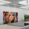 Vrouw - Kauwgom - Graffiti - Love keuken achterwand spatscherm klein -3d_schuin