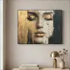 Abstract - Goud - Gezicht - Lippen Textielframe - compleet frame klein -sfeer2