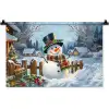 Sneeuwpop - Winterdorp - Kleurrijk Wandkleed katoen klein -zz3d