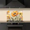 Klaprozen - Oranje - Mozaïek - Bladeren keuken achterwand spatscherm klein -sfeer1