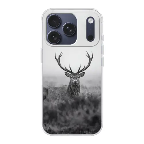 Hert - Mistig - Zwart - Wit Telefoonhoesje iPhone 17 Pro klein -3d