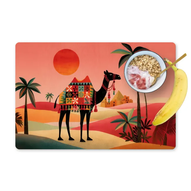 Placemat - 6 stuks - Kameel - Gekleurd tapijt - Duinen - Rode zon