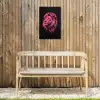 Leeuw - Zwart - Roze - Neon Tuinposter op houten frame 2 cm dik klein -sfeer4