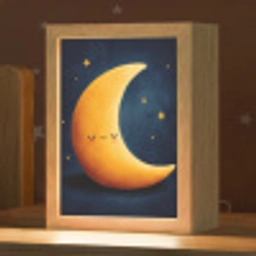 Maan - Geel - Sterren - Gezichtje Light Box met kabel klein -zzz_3d_website
