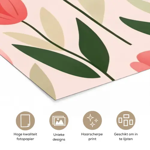 Tulpen - Modern - Roze poster papier klein -closeup_NL