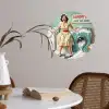 Retro - Blauw - Vrouw Wandcirkel behangsticker klein -sfeer3