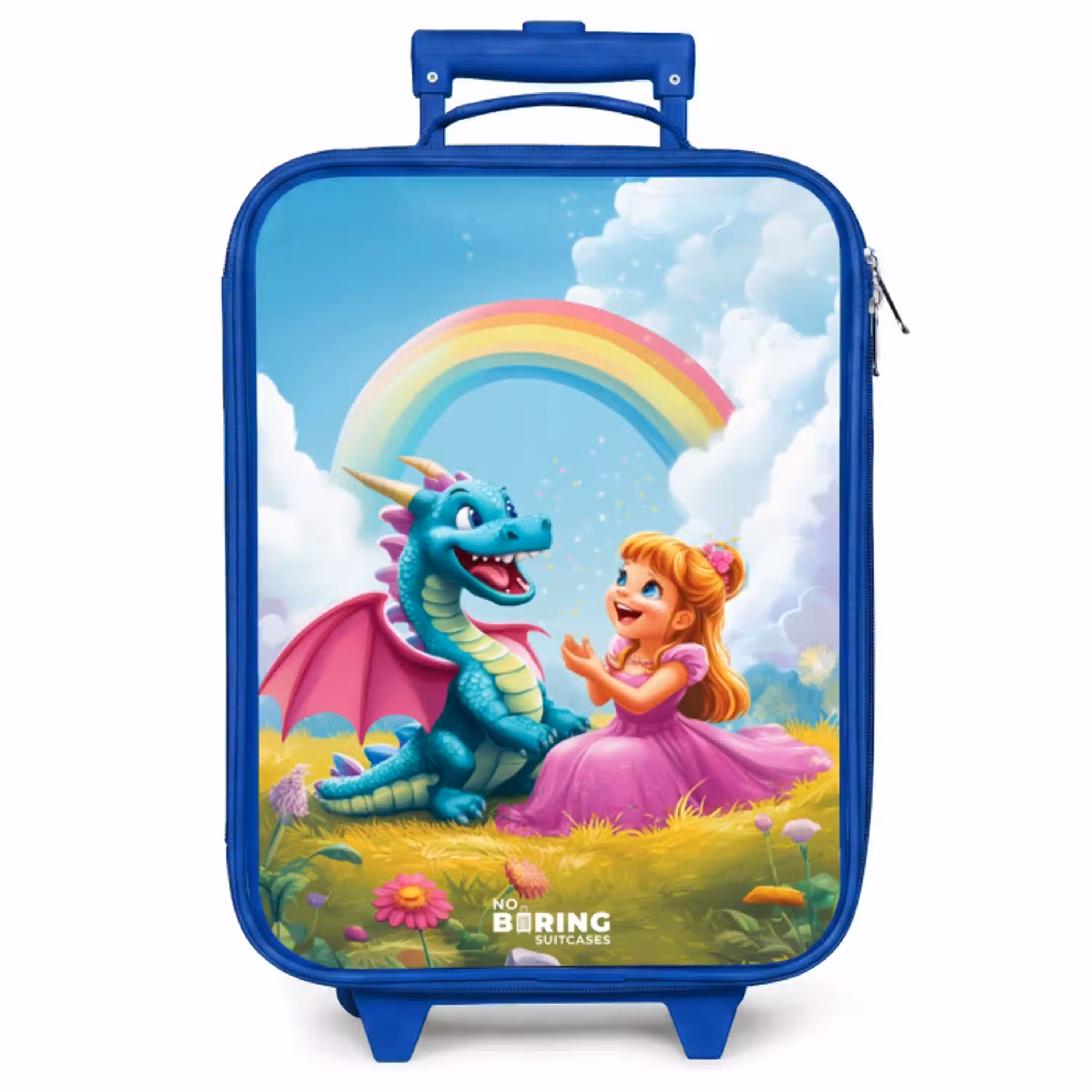 Prinses en dino in een kleurrijke wereld Kinderkoffer - Blauw klein -zzz_website3d