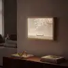 Bloesems - Wit - Boot - Minimalistisch Light Box met batterij (Wandlamp) middel -sfeer1