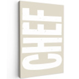 Wit - Chef - Decoratie - Japandi Tuinposter op houten frame 2 cm dik klein -3d