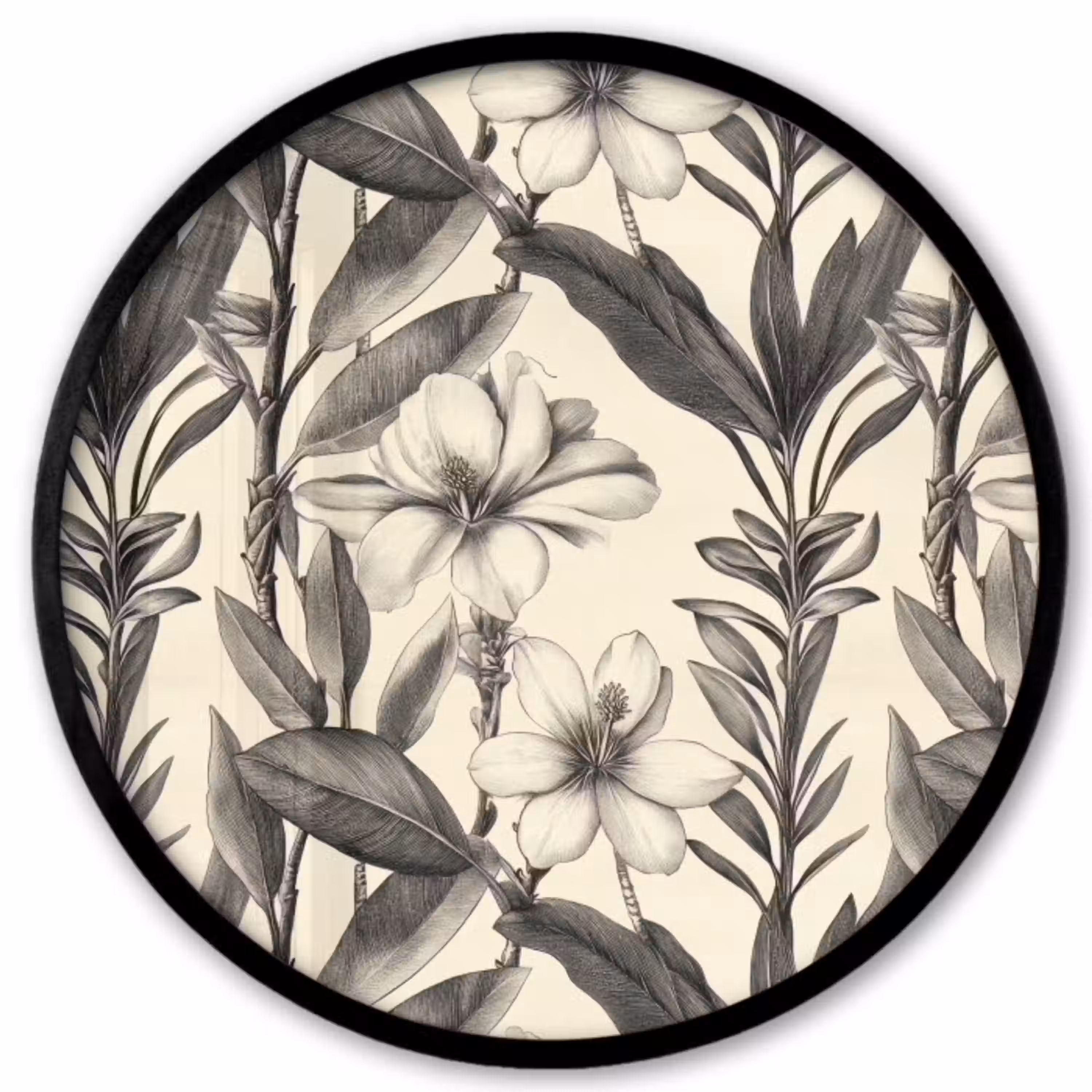 Klassiek - Botanisch - Zwart - Beige Fotolijst rond zonder passe partout klein 856 -3d