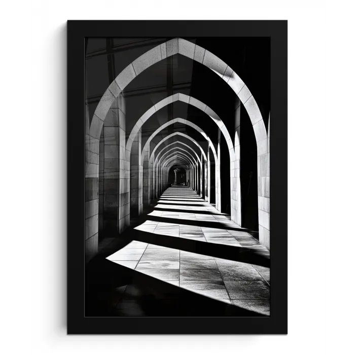 Gang - Bogen - Schaduw - Diepte fotolijst zwart zonder passe partout klein -3d