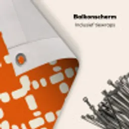 Oranje - Ruitpatroon - Wit Balkonbeschermer Duitsland klein 596 -closeup_NL
