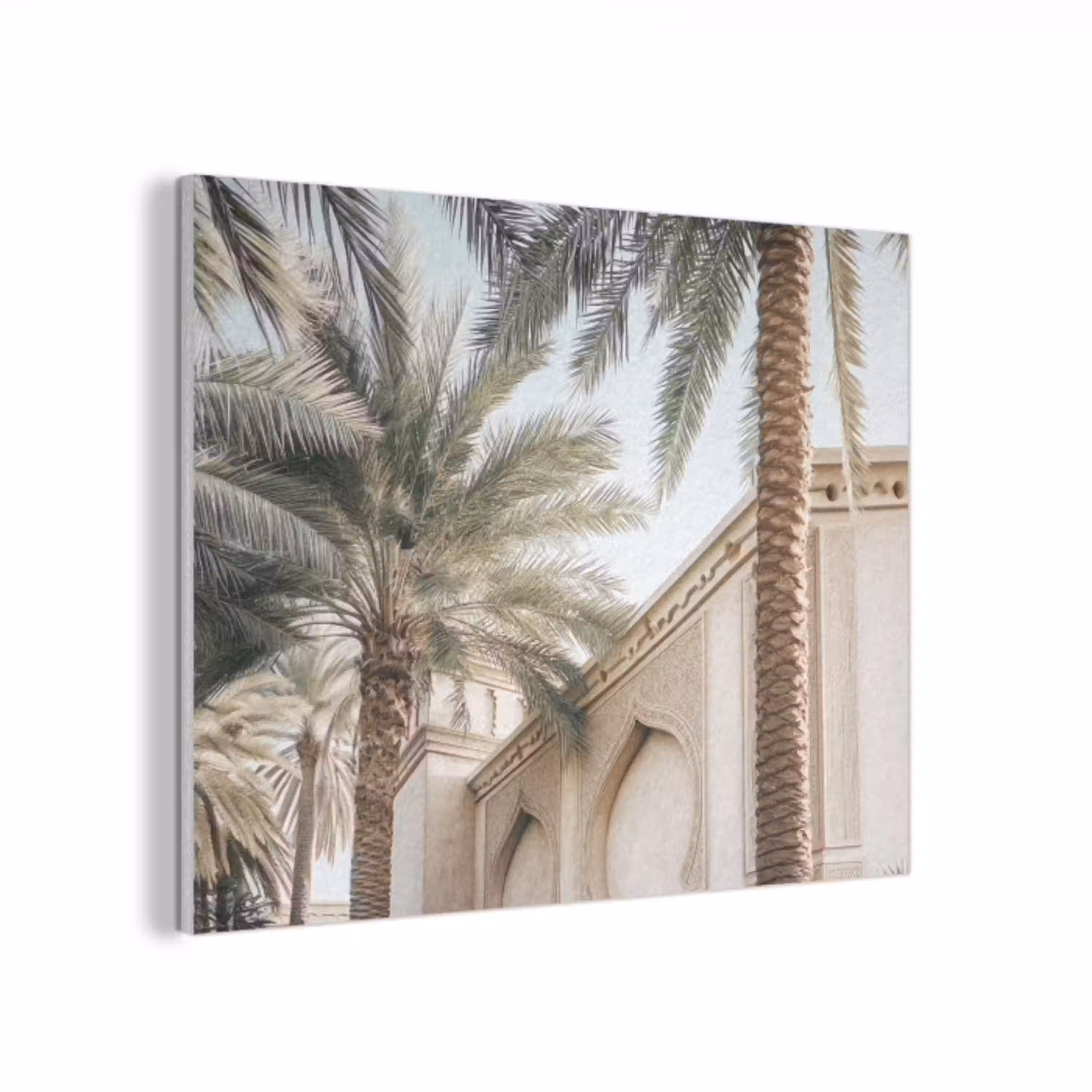 Gebouw - Palmbomen - Beige - Zon PET vilt klein -3d