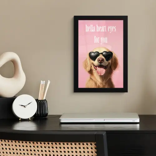 Zonnebril - Hartjes - Hond - Valentijn fotolijst zwart zonder passe partout klein -sfeer1