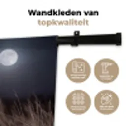 Kerkuil - Maan - Nacht Wandkleed katoen klein -sfeer2